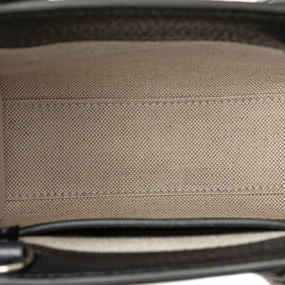 Gucci GG Supreme Tote Shoulder Bag Navy Blue Beige Leather - Picture 6 of 8